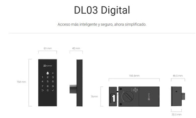 Cerradura Inteligente DL03 DIGITAL WIFI EZVIZ CS-DL03-R100-WP-BK